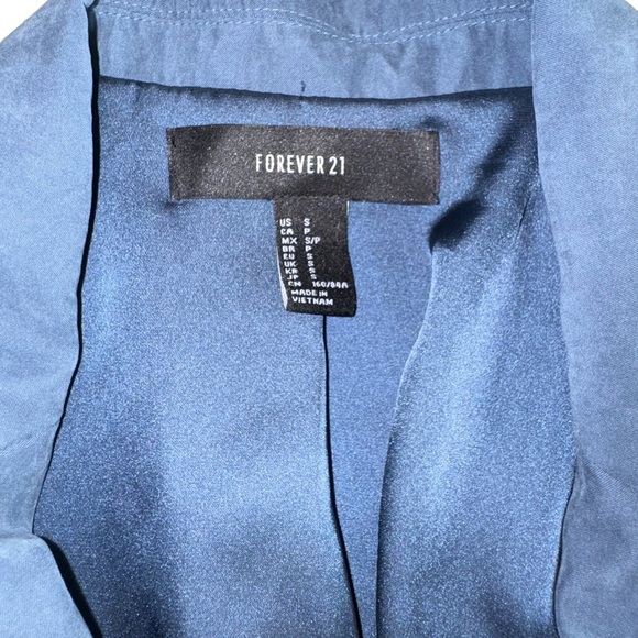 Forever 21 Women’s Faux Suede Blue Open Blazer Front Pockets Work Business Sz S - Picture 8 of 9